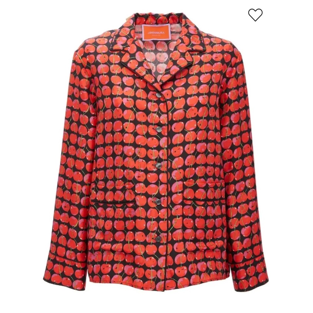 La DoubleJ cherry-print silk pyjama set size S - Picture 2 of 13